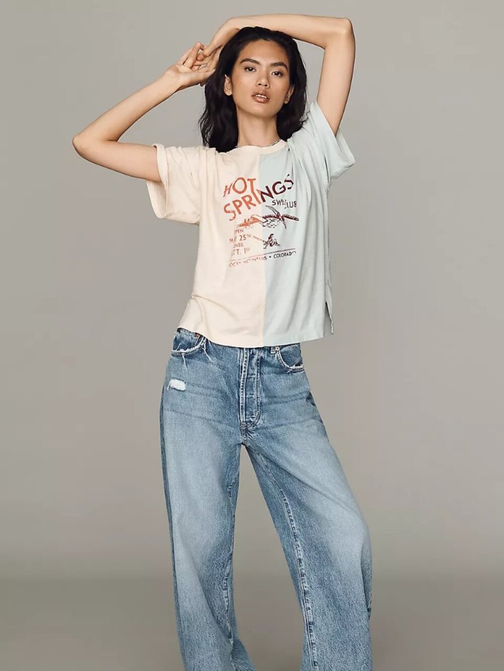 Pilcro Spliced Top | Blue Pattern | Size L | NWT